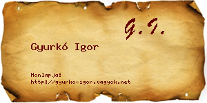Gyurkó Igor névjegykártya
